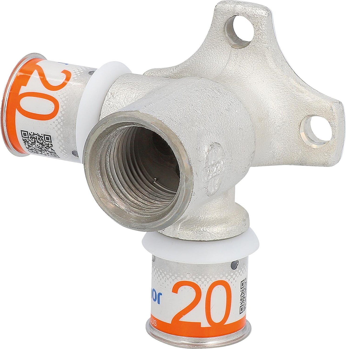 Uponor S-Press PLUS Double Wall Plate 90° L long Ø16mm-DN15 (1/2")-Ø16mm IG