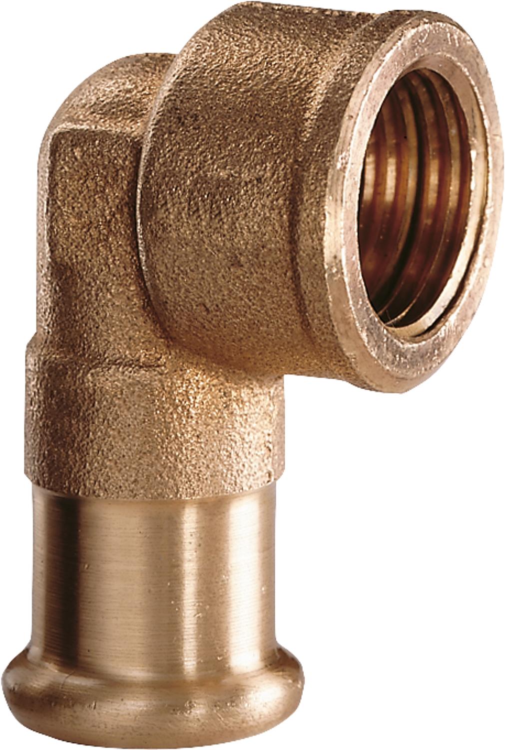 Gunmetal press fitting M-contour angle 90° i/i 15x1/2" IT type 6090g