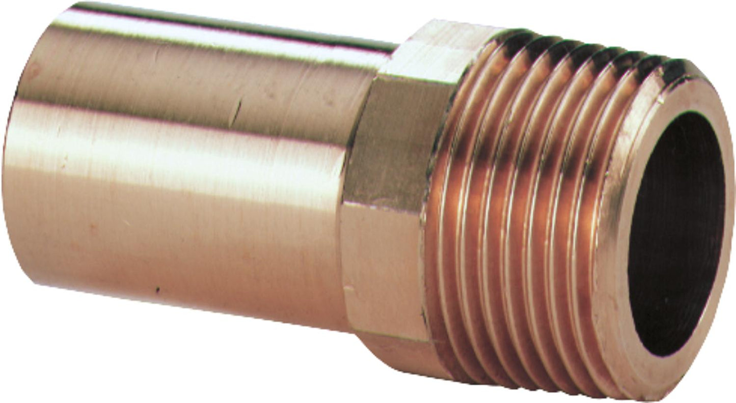 Red brass press fitting transition piece male thread 15x1/2" type 6280g long spigot end