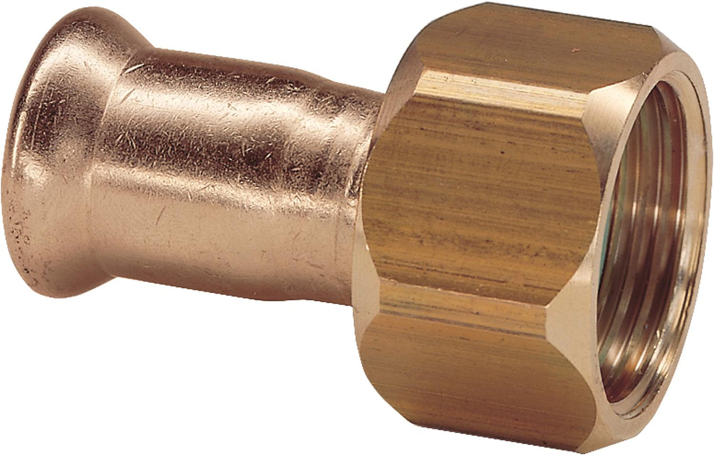 Red brass press fitting M-profile half screw connection 15x3/4" female thread type 6359, flat sealing