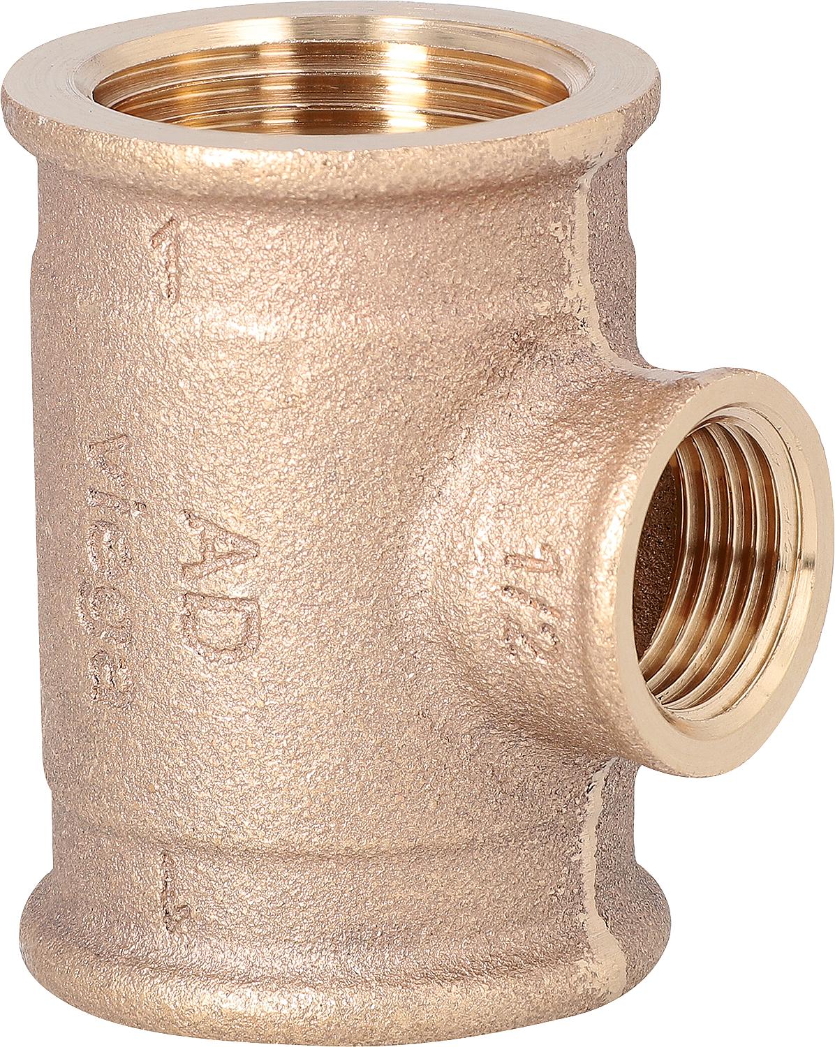 Red brass threaded fitting T-piece reducing type 3130 3/4" x 1/2" x 3/4"