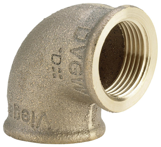 Red brass threaded fitting, 90° elbow, reduced type 3090, 1/2"x3/8" (I/I)