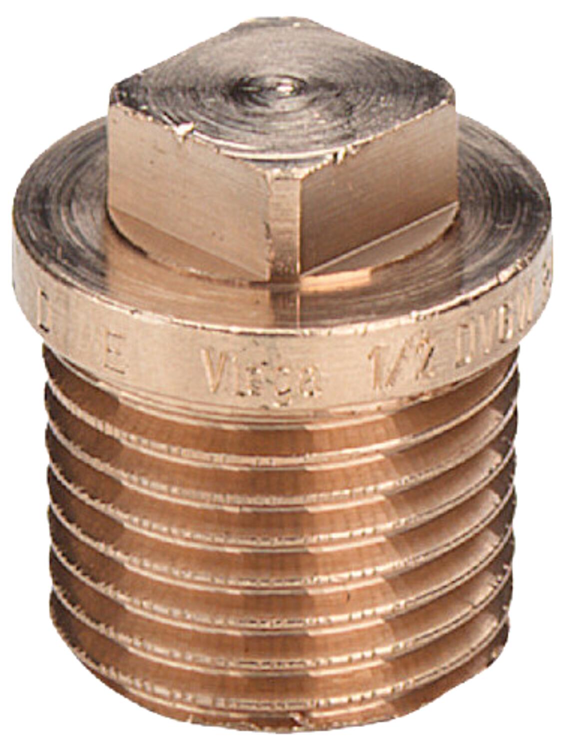 Red brass threaded fitting plug with rim type 3290 1/2" male thread