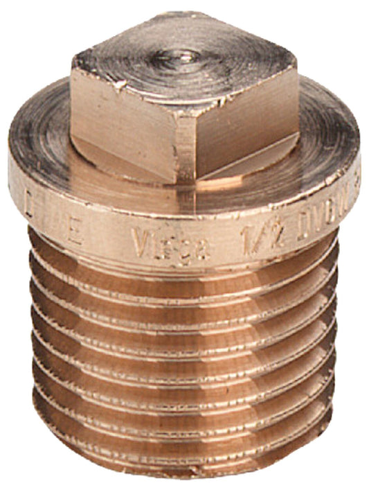 Red brass threaded fitting plug with rim type 3290 1/2" male thread