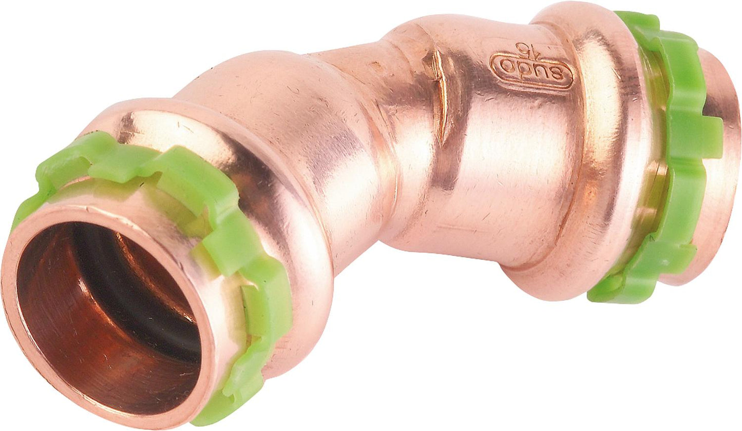 Copper press fitting V-contour bend 45° Ø 12 mm type P5041, i/i