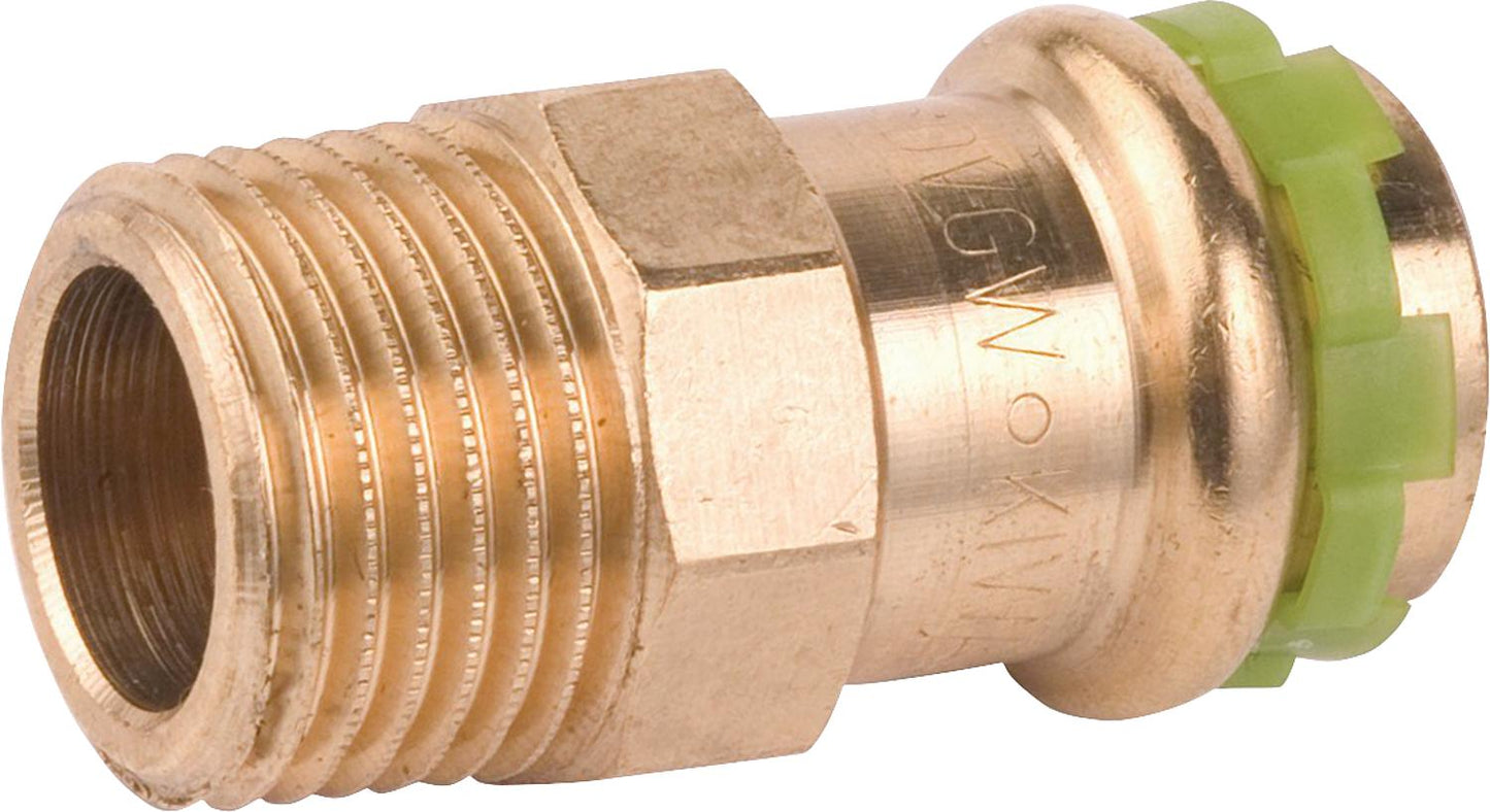Red brass press fitting V-contour transition nipple with male thread 12x3/8 P 4243 G