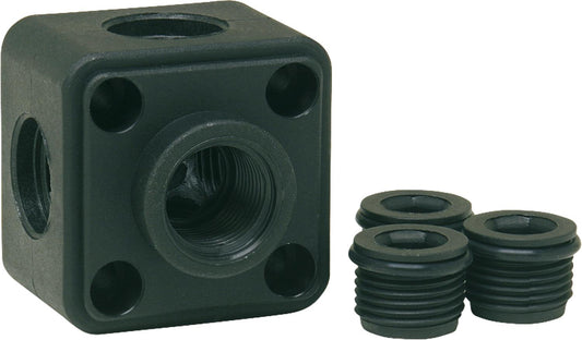 Plastic air distribution box 5 x DN15 (1/2"), incl. 3 plugs