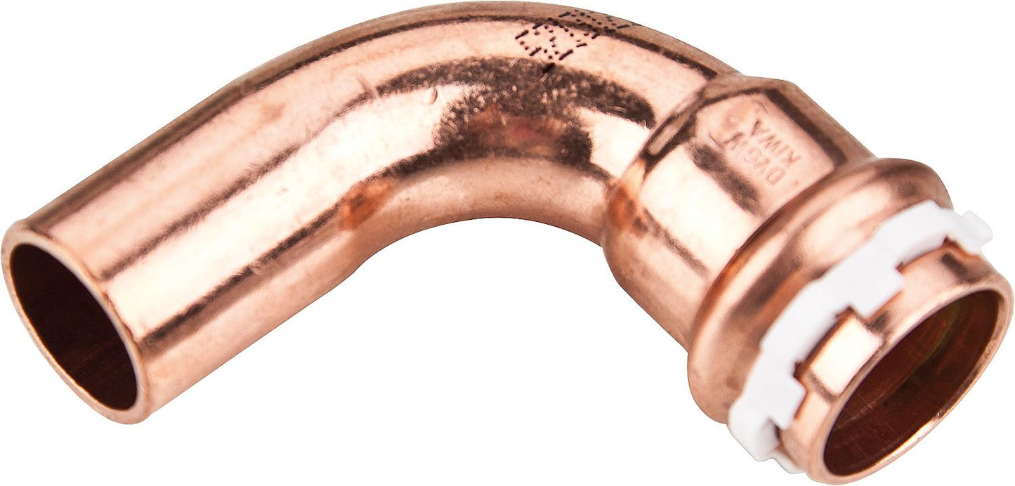 Raccord à sertir solaire en cuivre coudé à 90°, 22 mm, I/A, type VCS 5001, profil en V