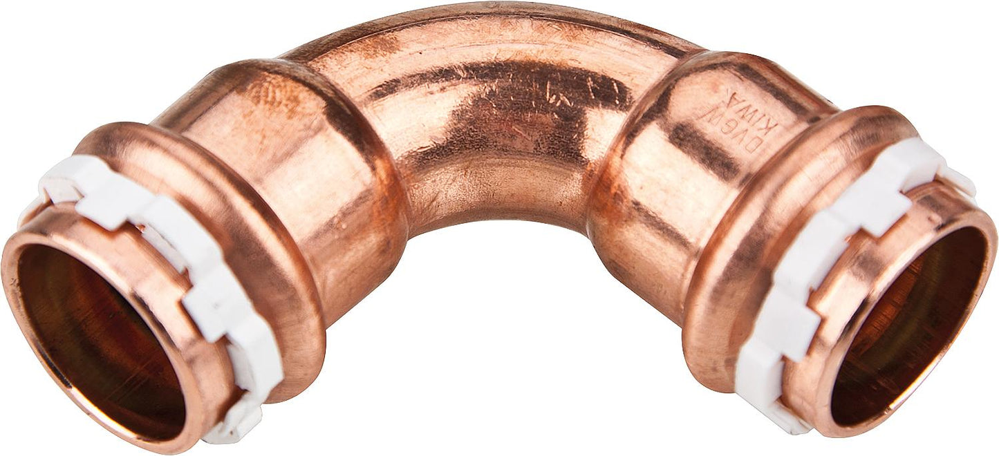Solar press fitting made of copper elbow 90°, 15 mm, I/I, type VCS 5002, V-contour