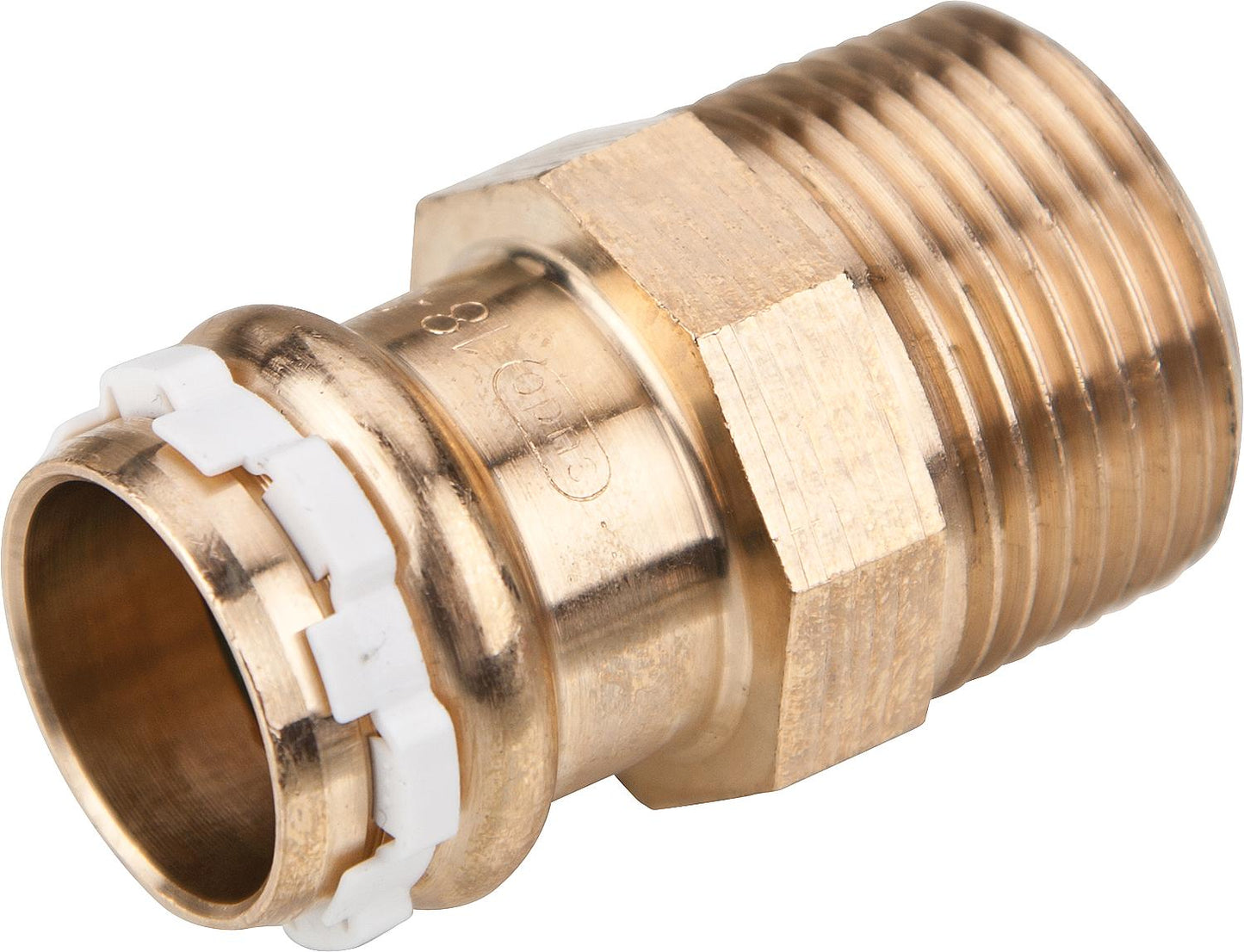 Solar press fitting V-contour transition nipple with male thread, 15 mm x 3/4", type VCS 4243 G