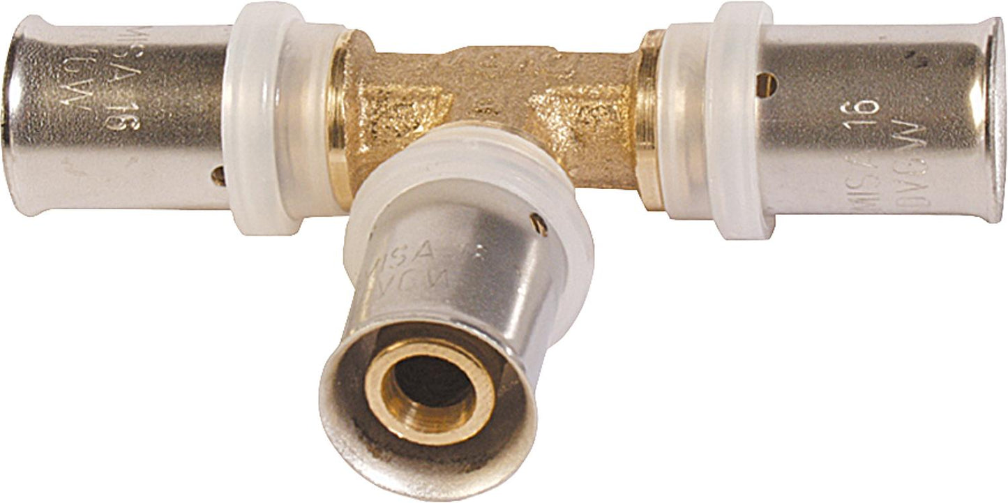Press fitting for MSVR TH contour T-piece extended 16x2 - 20x2 - 16x2mm