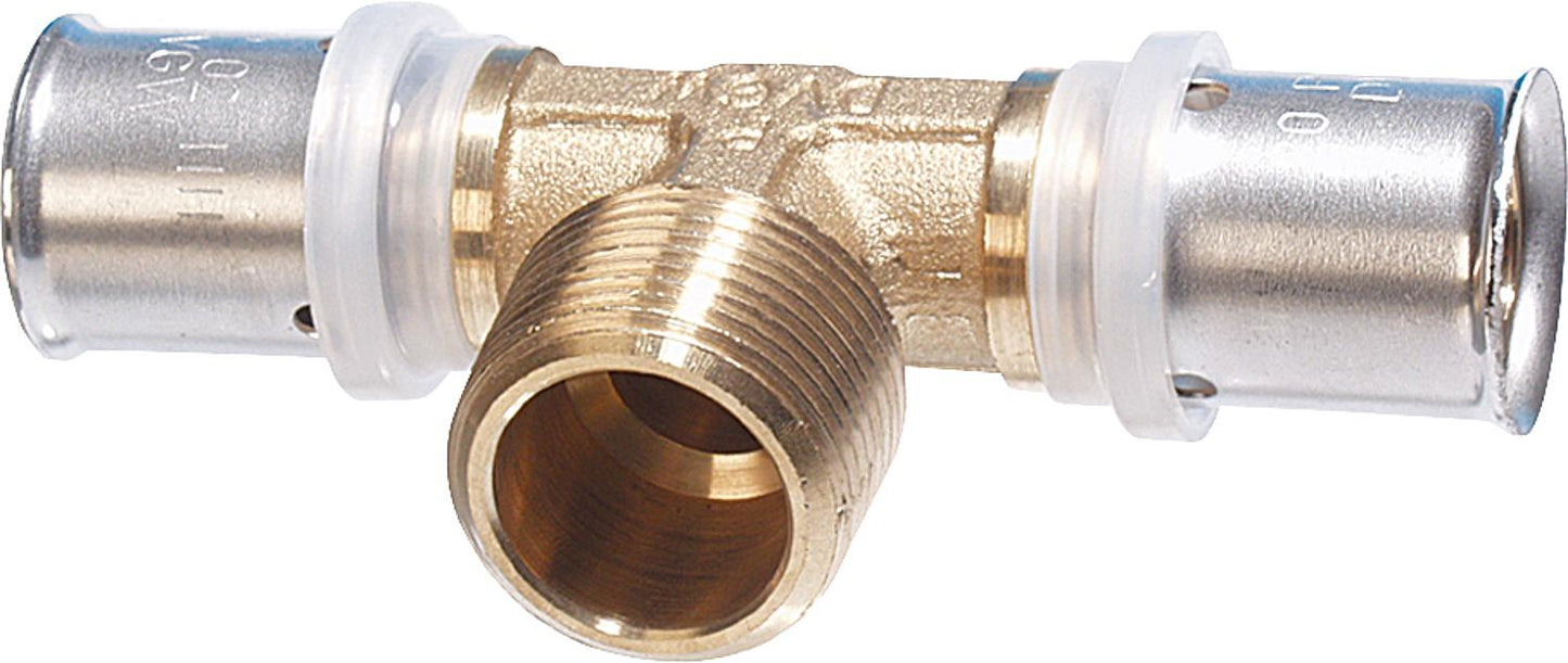 Press fitting for MSVR TH contour tee with male thread 16x2mm-1/2''-16x2mm