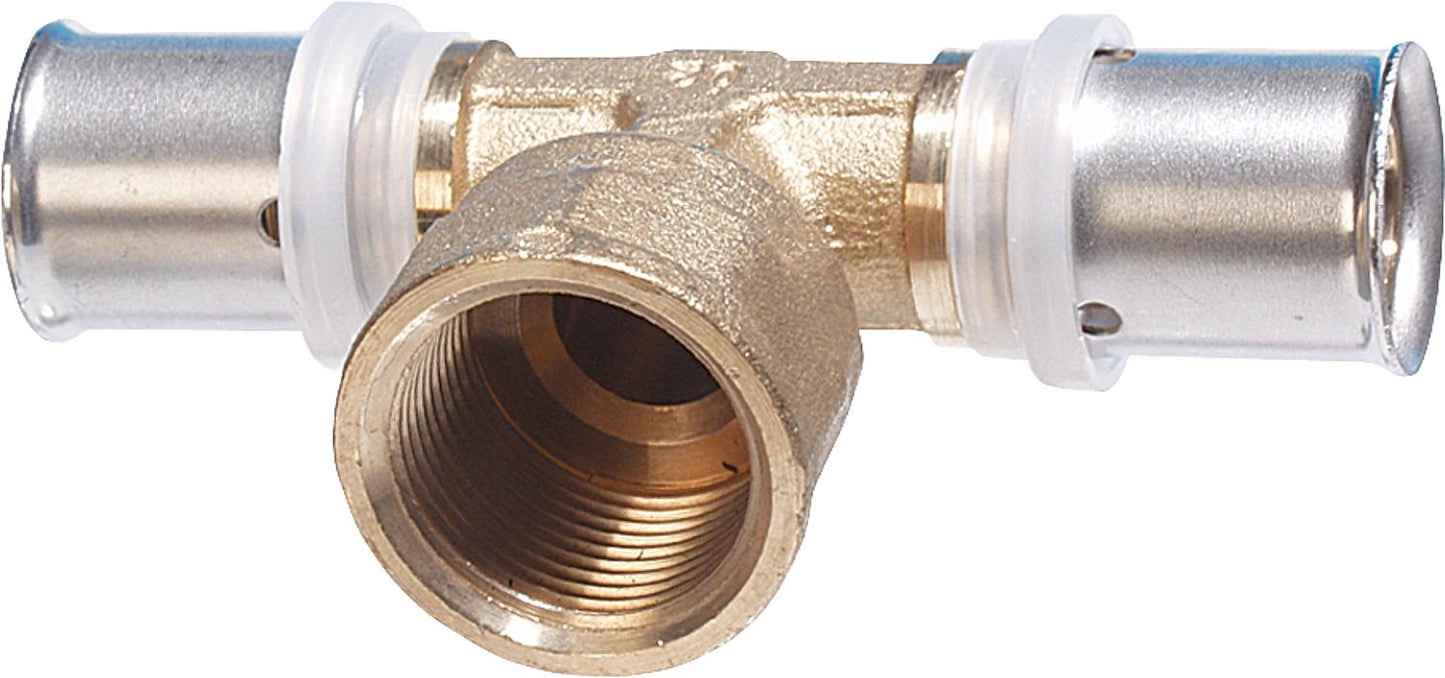Press fitting for MSVR TH contour tee with female thread 63x6mm-1 1/2"-63x6mm
