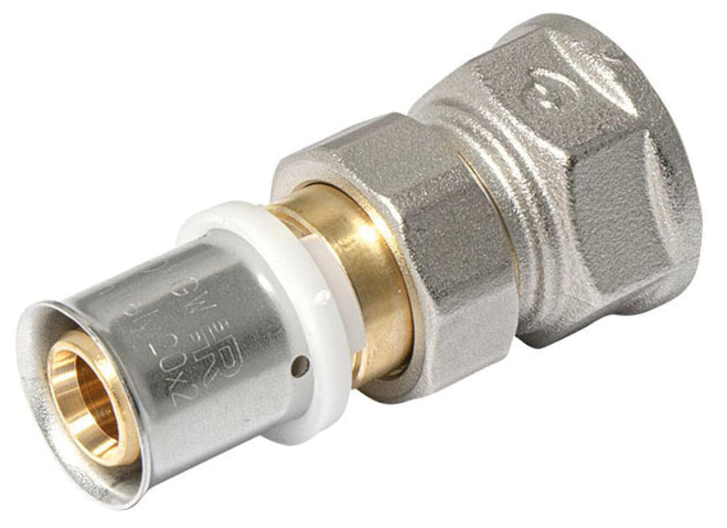 Press fitting for MSVR TH profile, press-fit connection with female thread, conical sealing. 16x2 - 1/2''