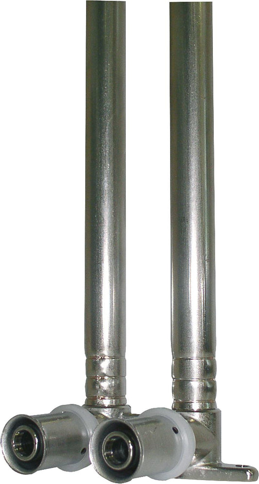 Press fitting for MSVR TH contour wall elbow with copper pipe 16x2-15mm, center distance: 50mm, length 300 mm
