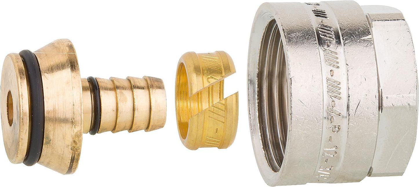 Compression fitting 12 x 1.3 for wall heating, single