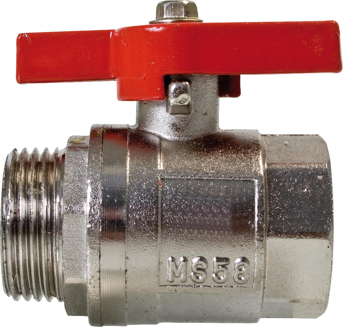 Ball valve 3/4" female x 1" male thread, flat sealing