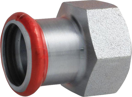 Carbon steel press fitting M-profile transition sleeve female thread Ø 15x DN20(3/4")