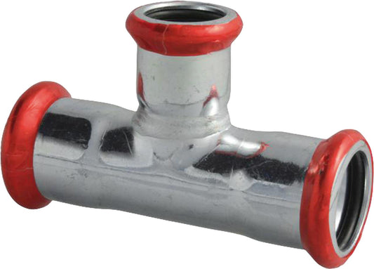 Carbon steel press fitting, M-profile, reduced tee 42x15x42