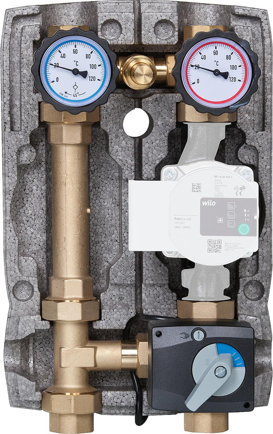 Easyflow DN25 (1") heating circuit set with 3-way mixer and bypass valve