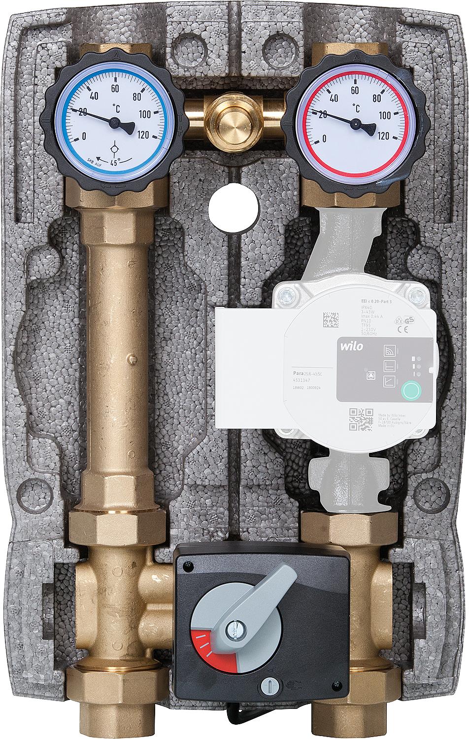 Circuit de chauffage Easyflow DN25 R1" avec isolation, mélangeur 4 voies et vanne de dérivation