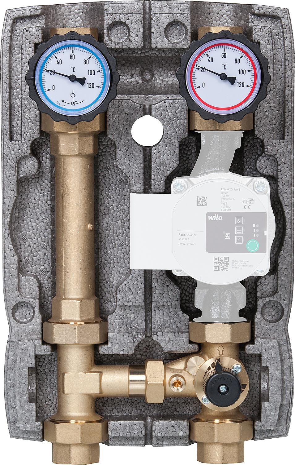 Heating circuit set Easyflow DN25 3-way mixing valve, Grundfos UPM 3 Hybrid 25-70
