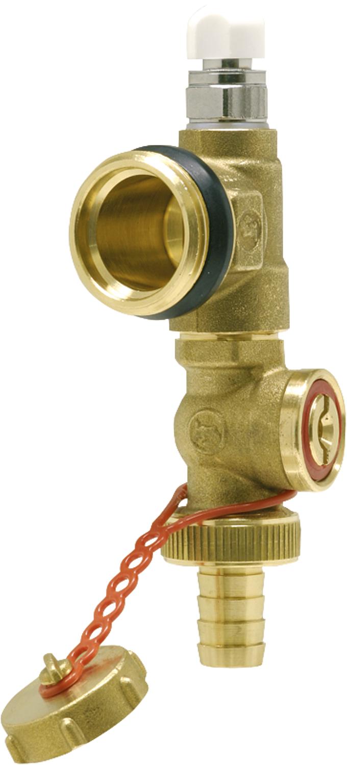 1" self-sealing end piece with manual air vent and drain valve