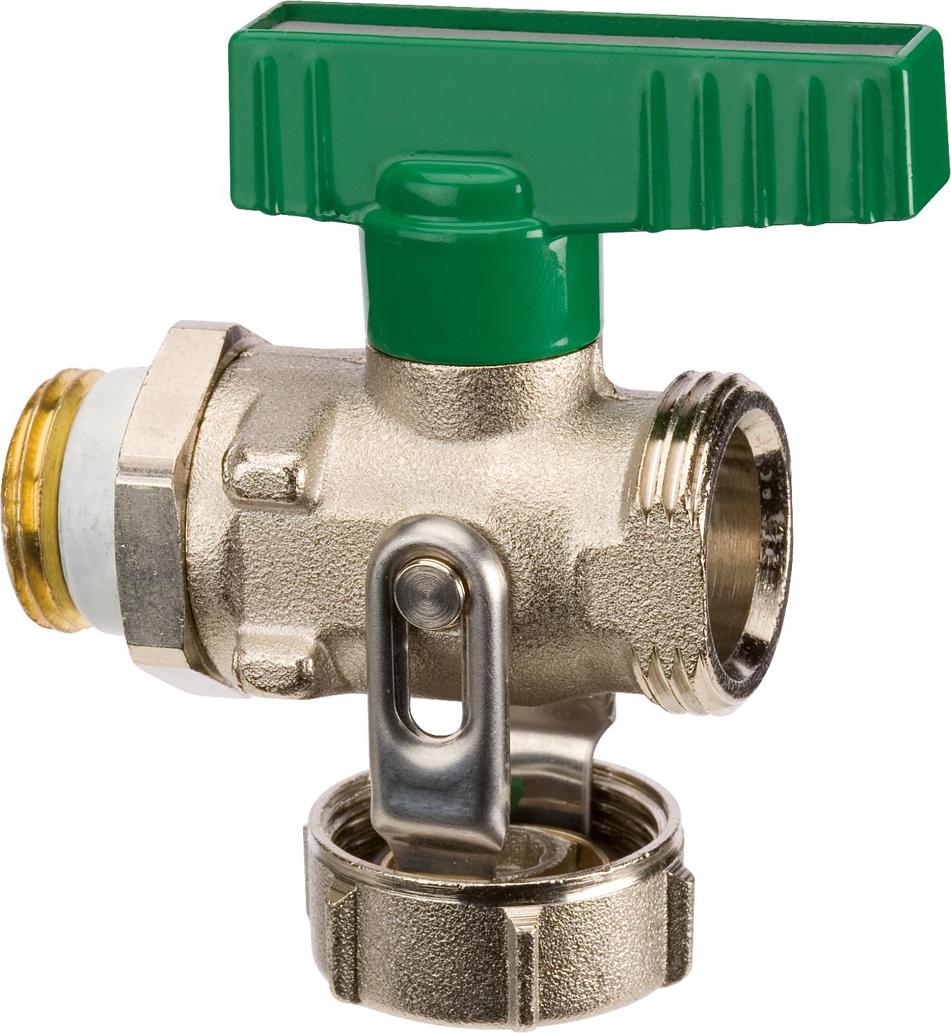 KFE-Kugelhahn DN15 (1/2“) Durchgang vernickelt, Knebel grün f.Trinkwasser, PN10, mit Kappe