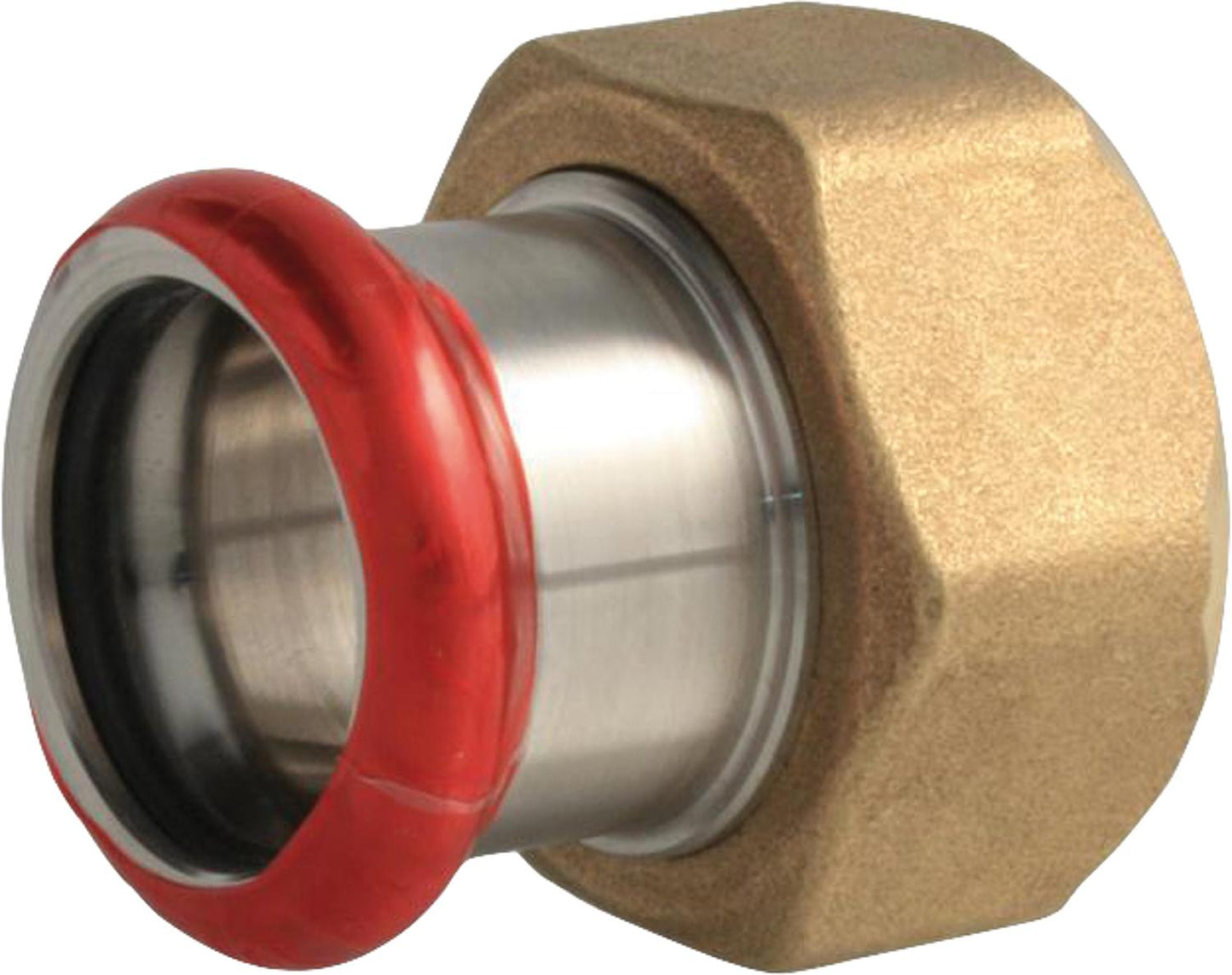 Carbon steel press fitting, M-profile connection fitting with EPDM flat seal for G3/4-15 fittings