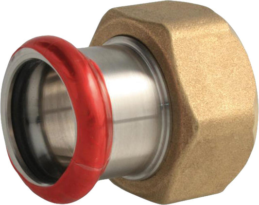 Carbon steel press fitting, M-profile connection fitting with EPDM flat seal for G3/4-15 fittings