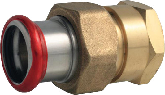 Carbon steel press fitting, M-profile, through-flow with internal thread, flat sealing, 15-Rp1/2