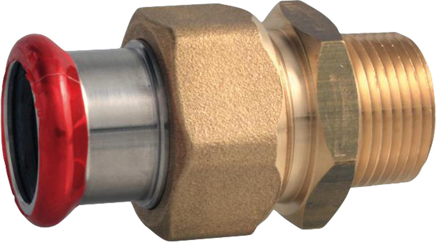 Carbon steel press fitting, M-profile, through-flow, with external recess, flat sealing, 15-R1/2