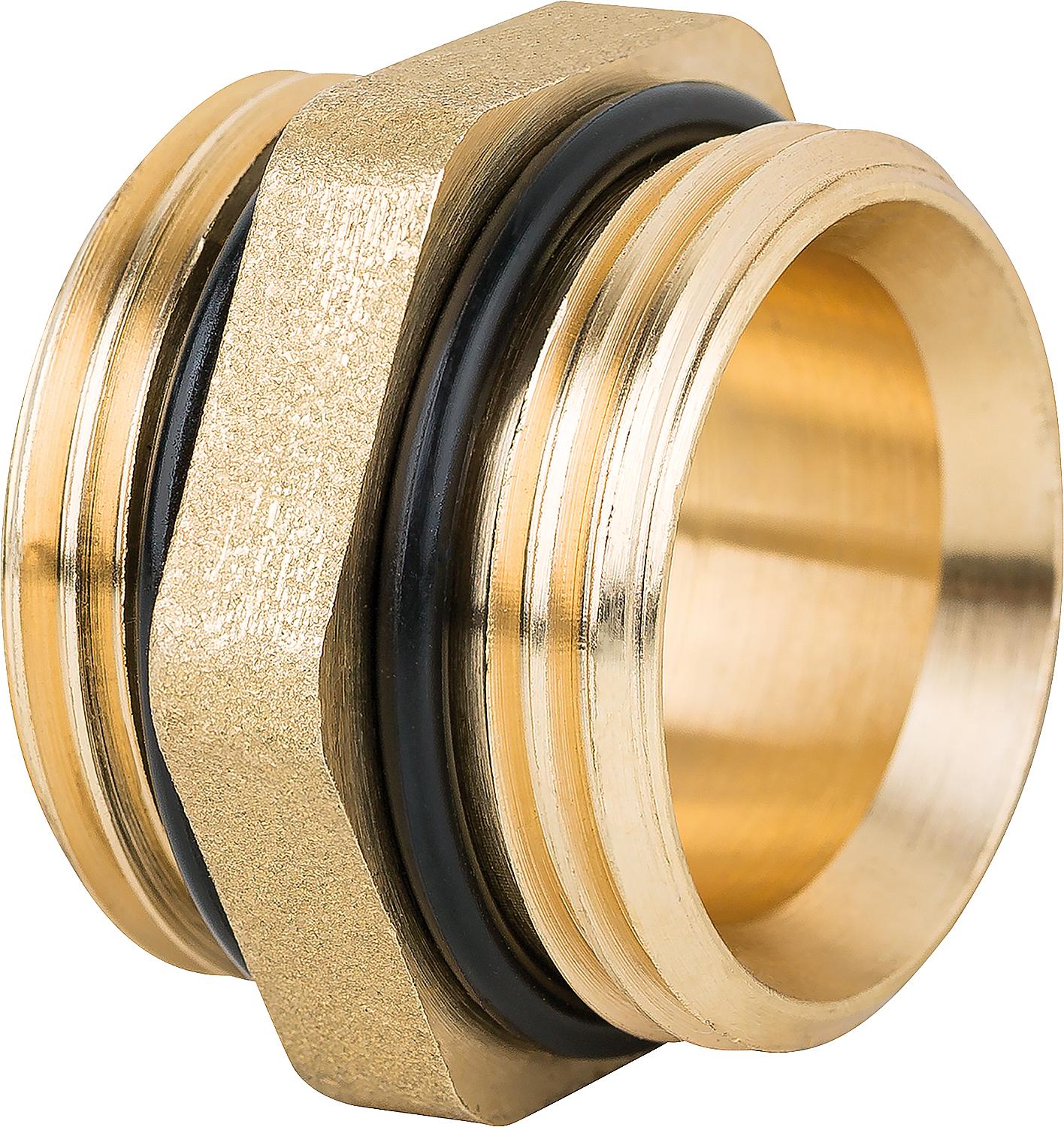Double nipple 6-point 1/2" AG x 1/2" AG, bright brass