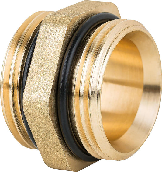 Double nipple 6-point 1/2" AG x 1/2" AG, bright brass