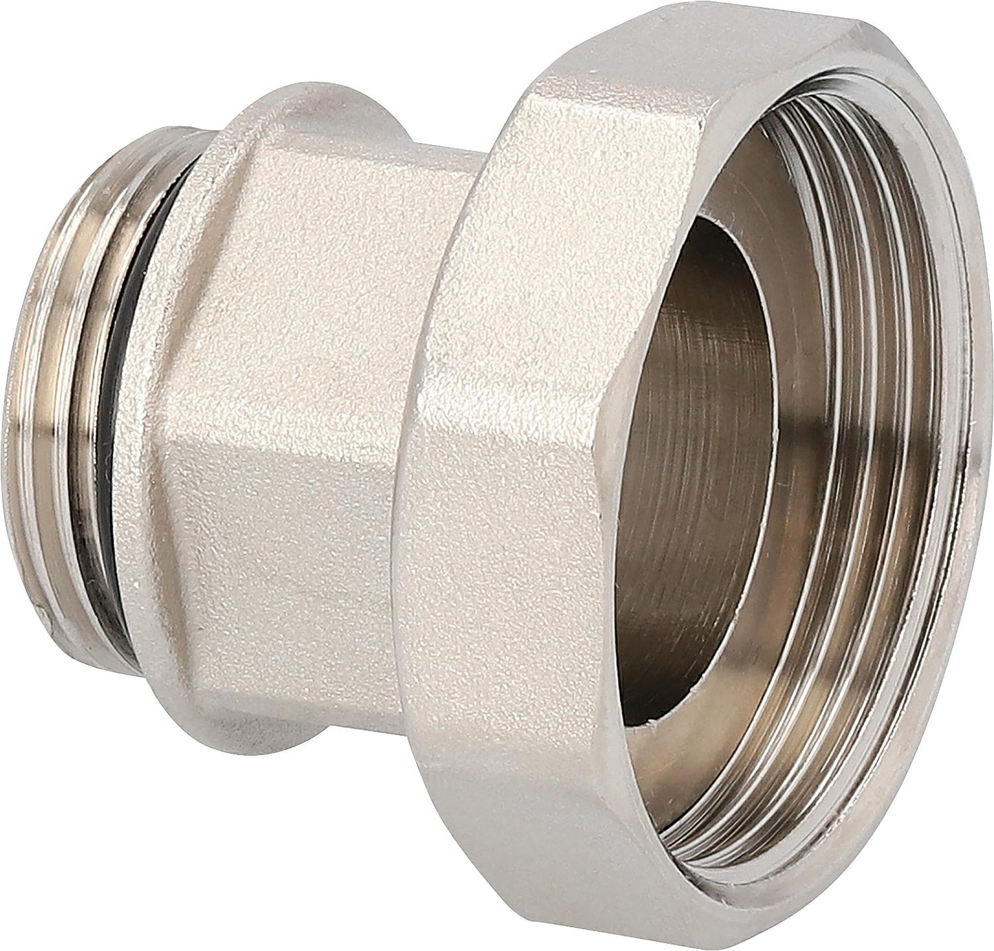 Connection fitting 1 1/2" female thread x 1" male thread with soft seal for pump connection
