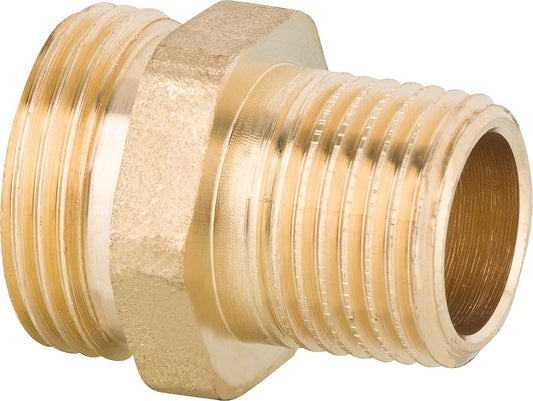 Screw connector, through-hole male x male, 1/2" male x Eurok, brass, bare