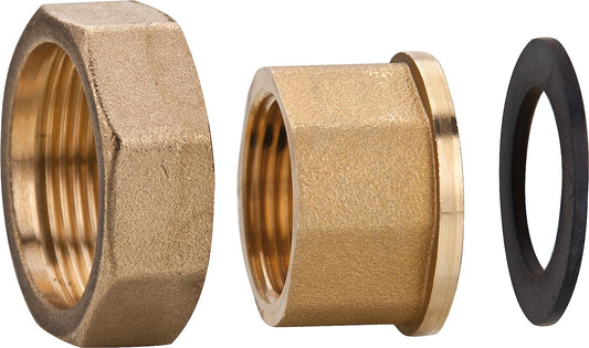 Brass screw fitting set DN 40 (1 1/2") female thread x DN 25 (1") female thread, with seal