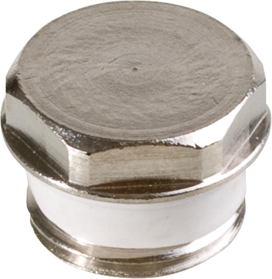 Blindstopfen Messing vernickelt konisch Silikon Dichtung 1/2"