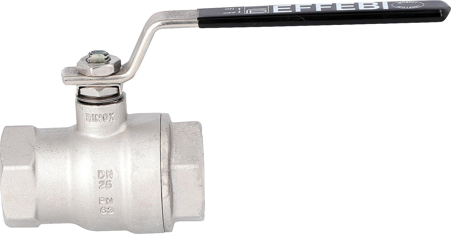 Edelstahlkugelhahn IG x IG, mit Stahl-Hebel