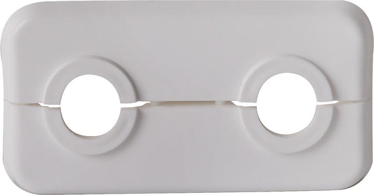 Double PP hinged rosettes, white, pack of 10, L x W x H = 95 x 50 x 7 mm, Ø 15 mm