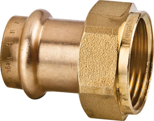 Viega Sanpress fitting with V-profile 15x3/8`` made of red brass, flat sealing