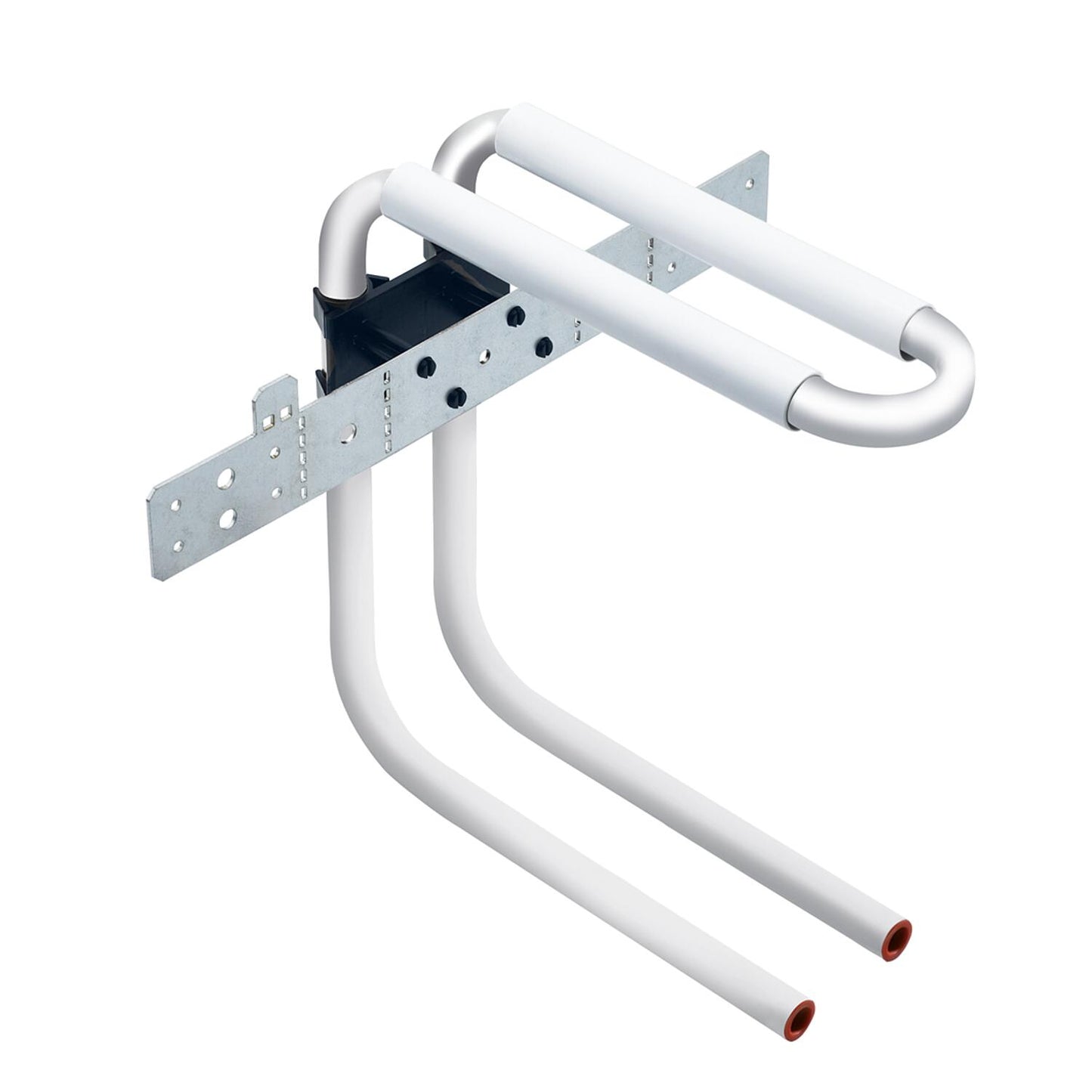 Raccordement mural avec coude en acier inoxydable 15x1,0. Hauteur : 320 mm sans isolation.