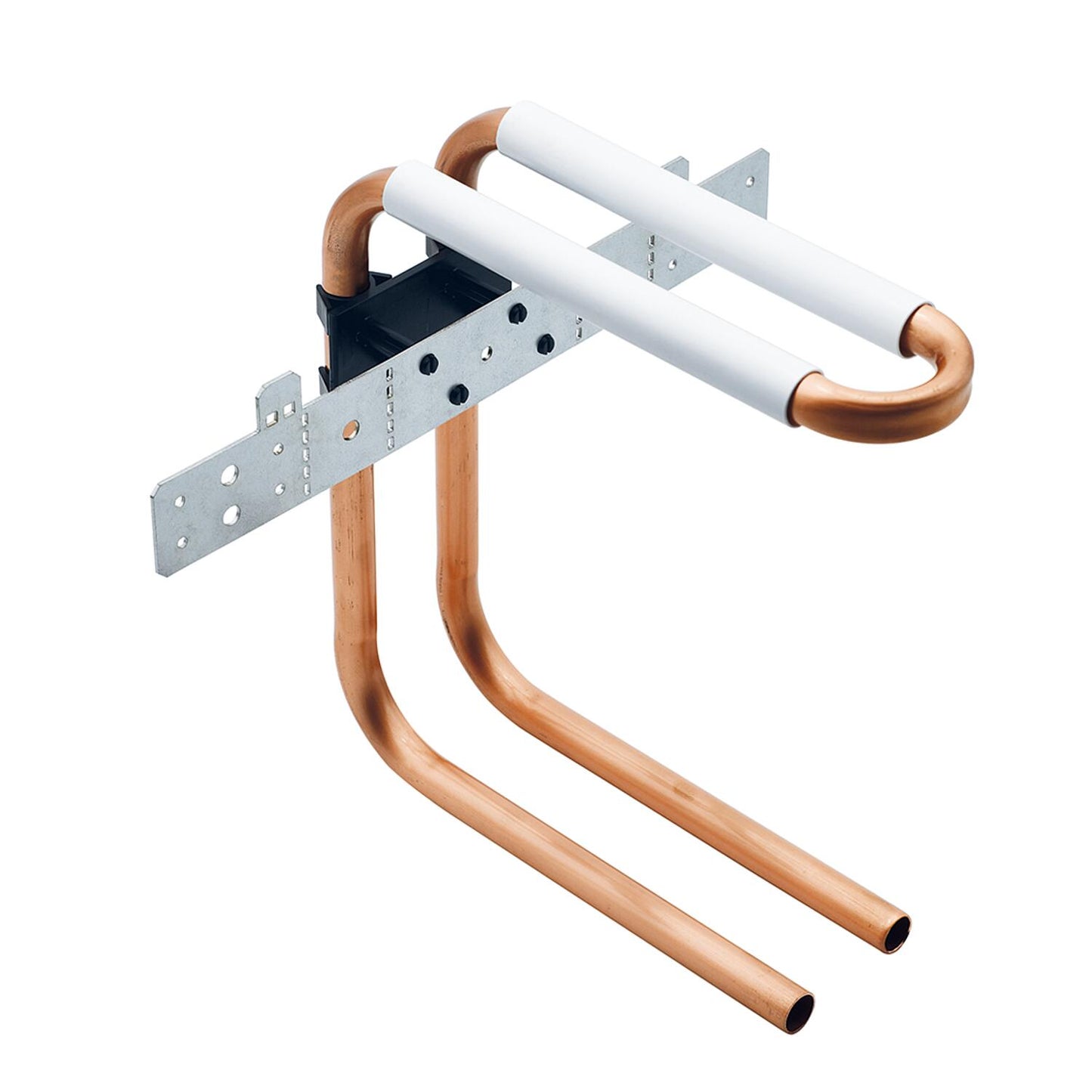 Raccordement mural avec coude en acier inoxydable 15x1,0. Hauteur : 320 mm sans isolation.