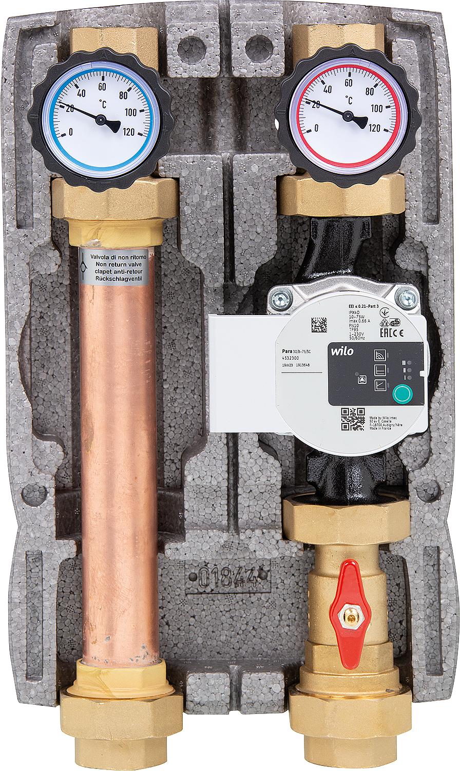 Easyflow heating circuit set DN32 (1 1/4"), unmixed, pump Wilo Para 30/8-75 SC