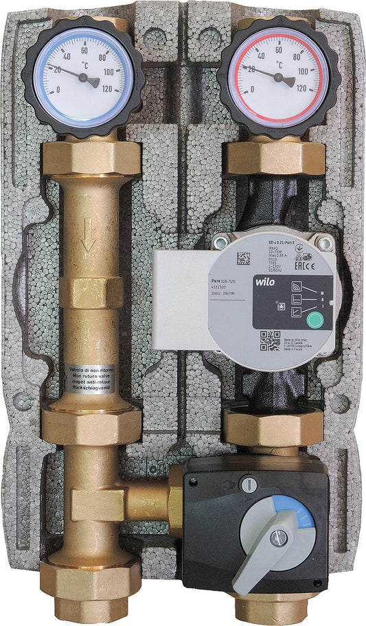 Heating circuit set Easyflow DN32 (1 1/4"), three-way mixer, mixer motor, Wilo Para 30/8-75 SC pump