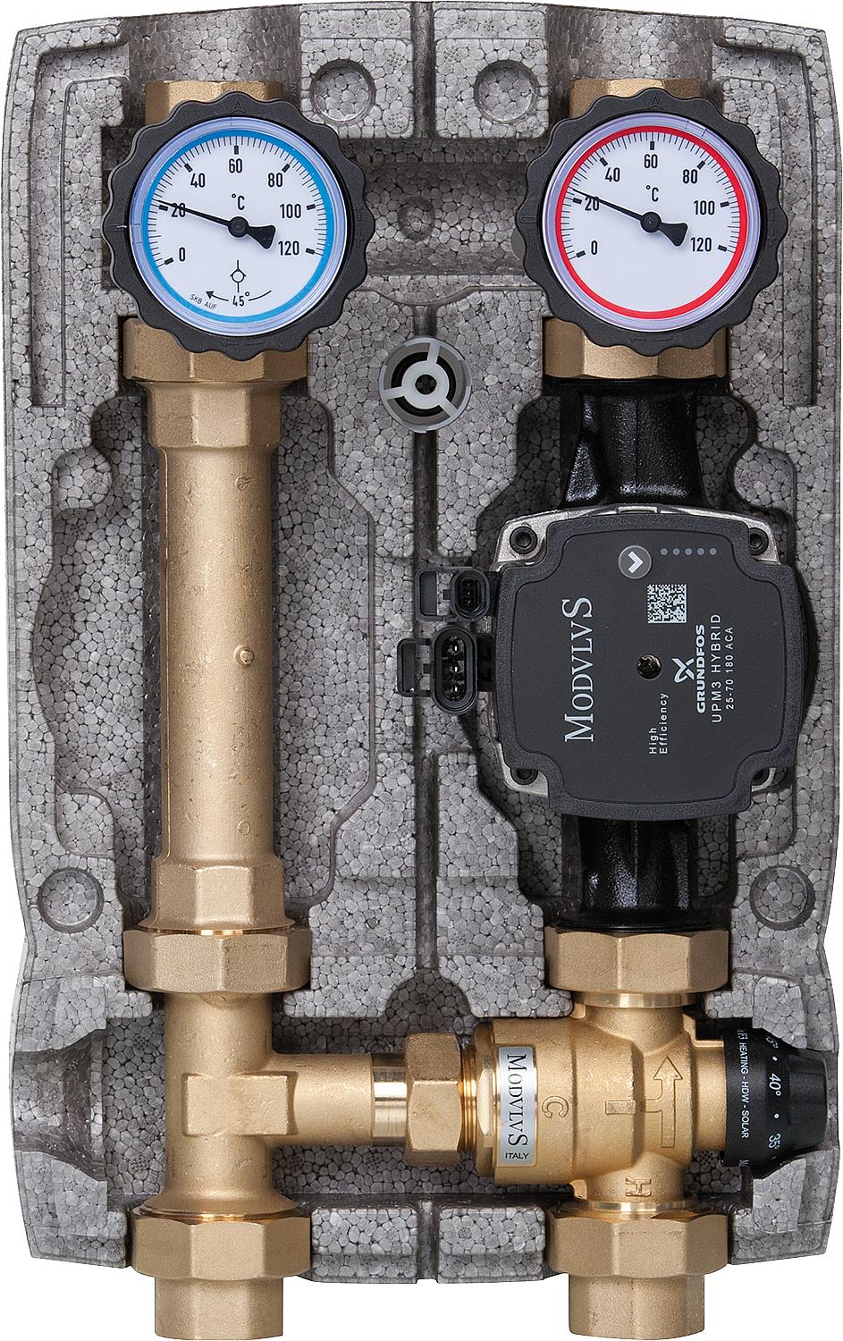 Easyflow fixed-value control set Grundfos UPM3 Hybrid 25-70, adjustable range 20-43°C, DN25
