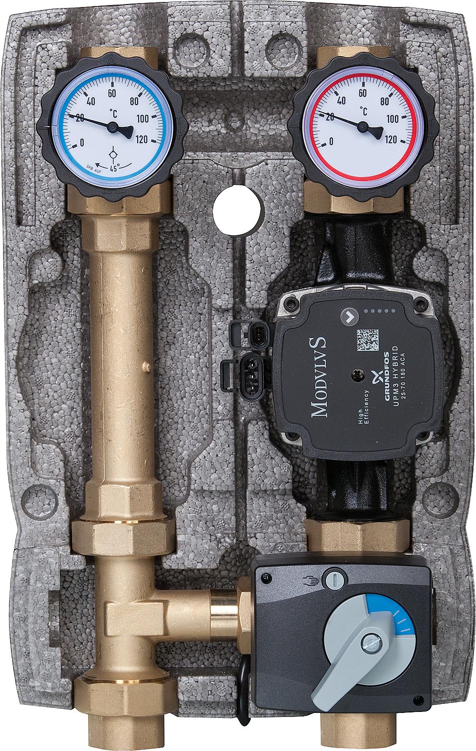 Heating circuit set Easyflow DN25 3-way mixing valve with actuator, Grundfos UPM3 Hybrid 25-70,