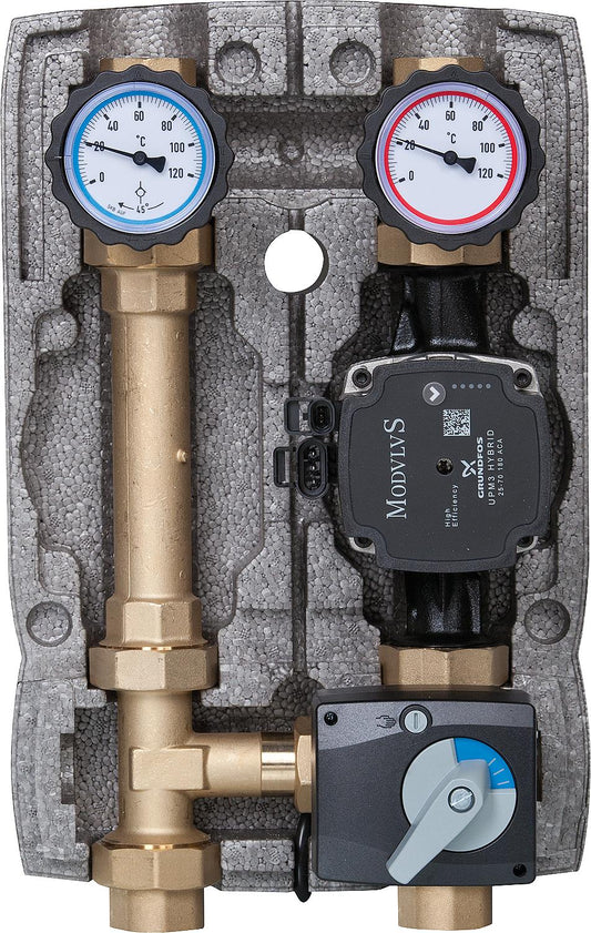 Heating circuit set Easyflow DN25 3-way mixing valve with actuator, Grundfos UPM3 Hybrid 25-70,