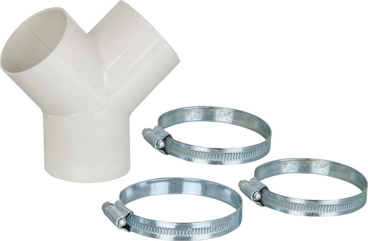 Raccord en Y Comfort Air, diamètre 60 mm, avec 3 colliers de serrage. Raccordement pour 2 conduits d'air.