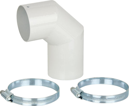 Coude de raccordement à 90° Comfort Air Ø 60 mm, incluant 2 colliers de serrage pour le raccordement des conduits d'air